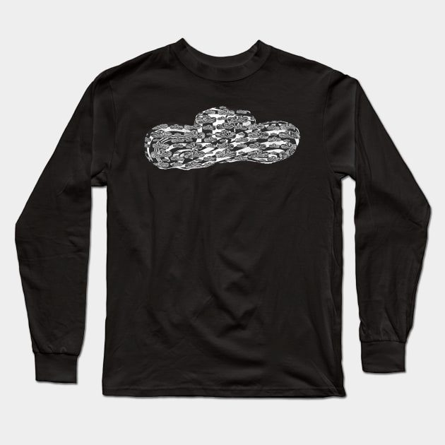 Sombrero Vueltiao in Black and White Ink Pattern (Black Background) Long Sleeve T-Shirt by Diego-t